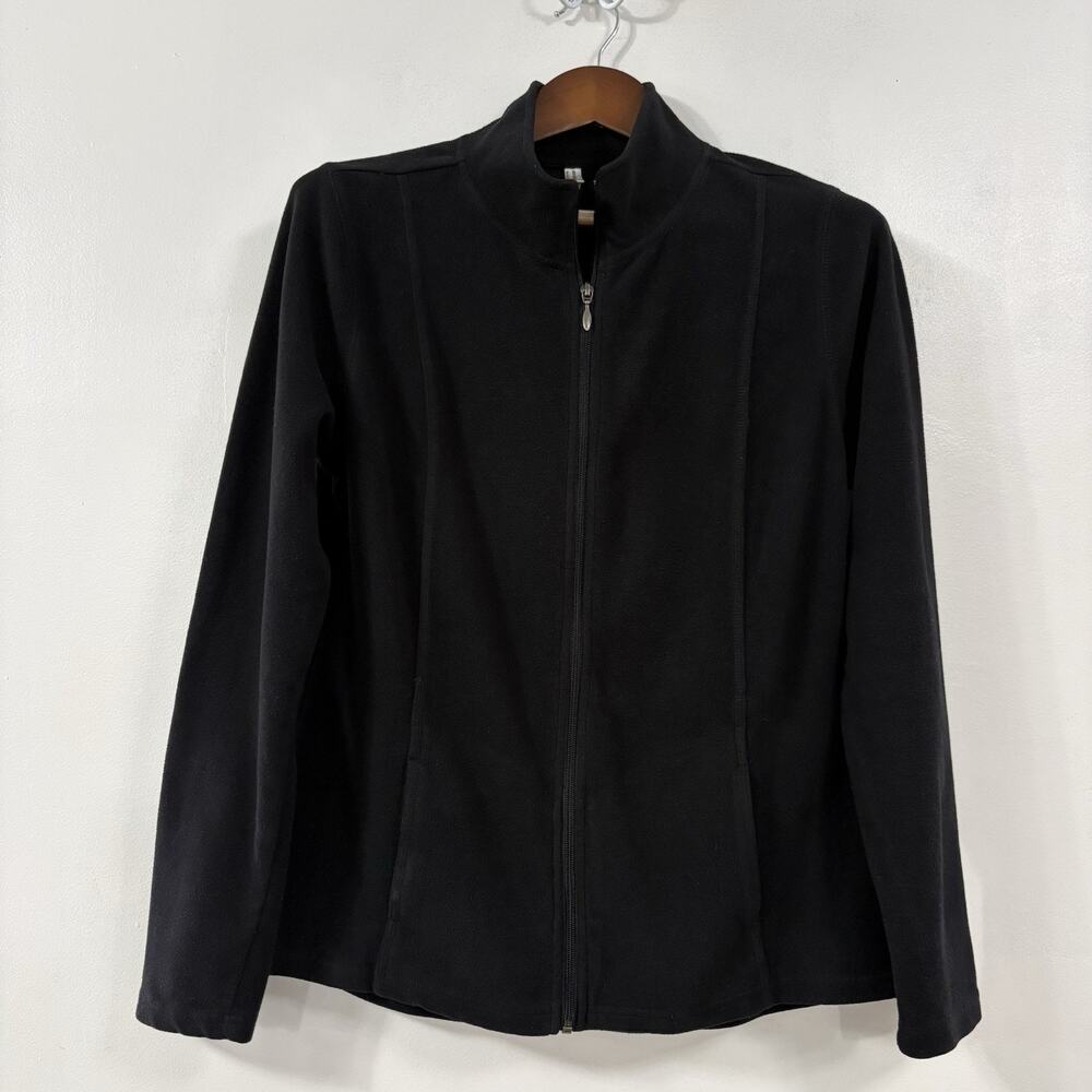 Exertek Black Fleece Zip Up Jacket L Gorpcore Y2K Outdoor Minimalist